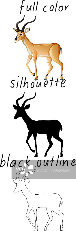 彩色黑斑羚剪影素材图片素材