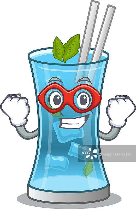 卡通绘画蓝色夏威夷鸡尾酒图片素材