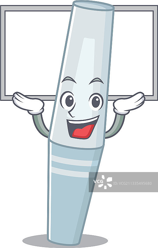 在白板上上升的睫毛膏吉祥物角色图片素材