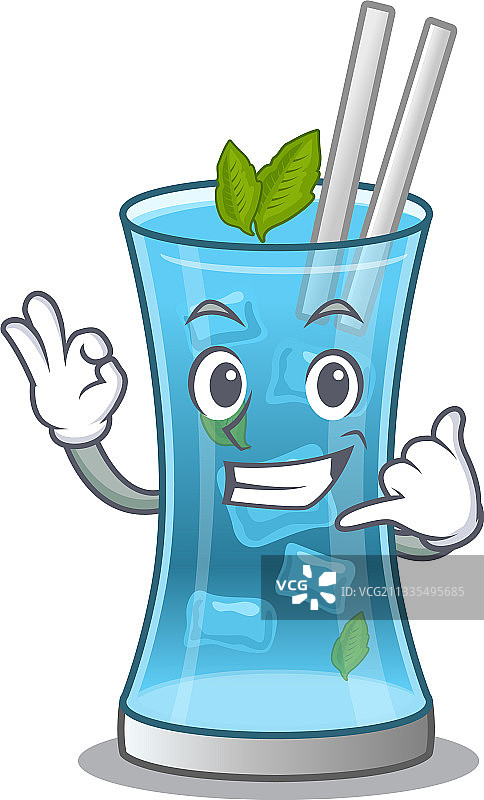卡通设计：蓝色夏威夷鸡尾酒图片素材