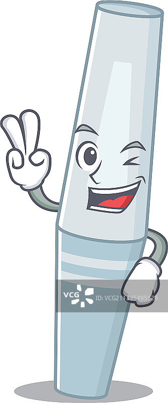 快乐的睫毛膏卡通人物展示两根手指图片素材