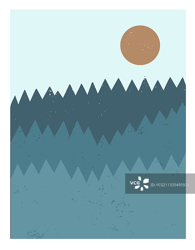 带有山地森林的抽象极简海报图片素材