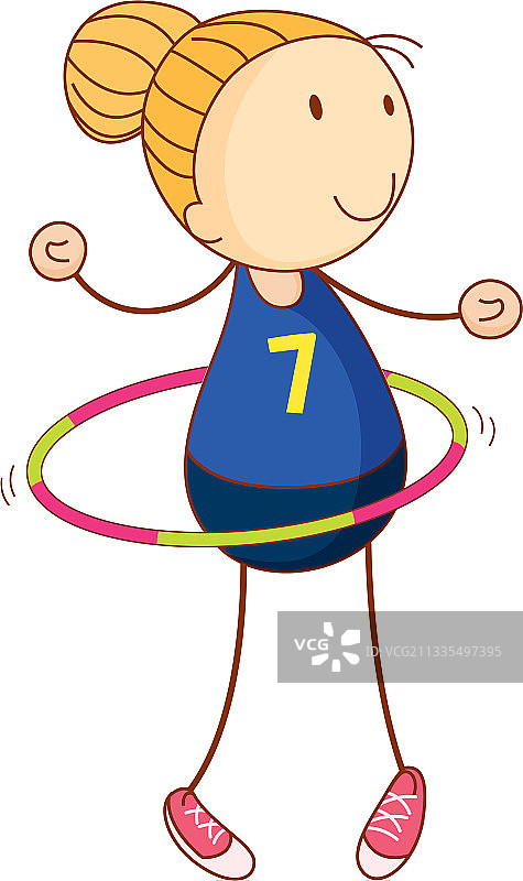 玩呼啦圈的可爱女孩卡通形象图片素材