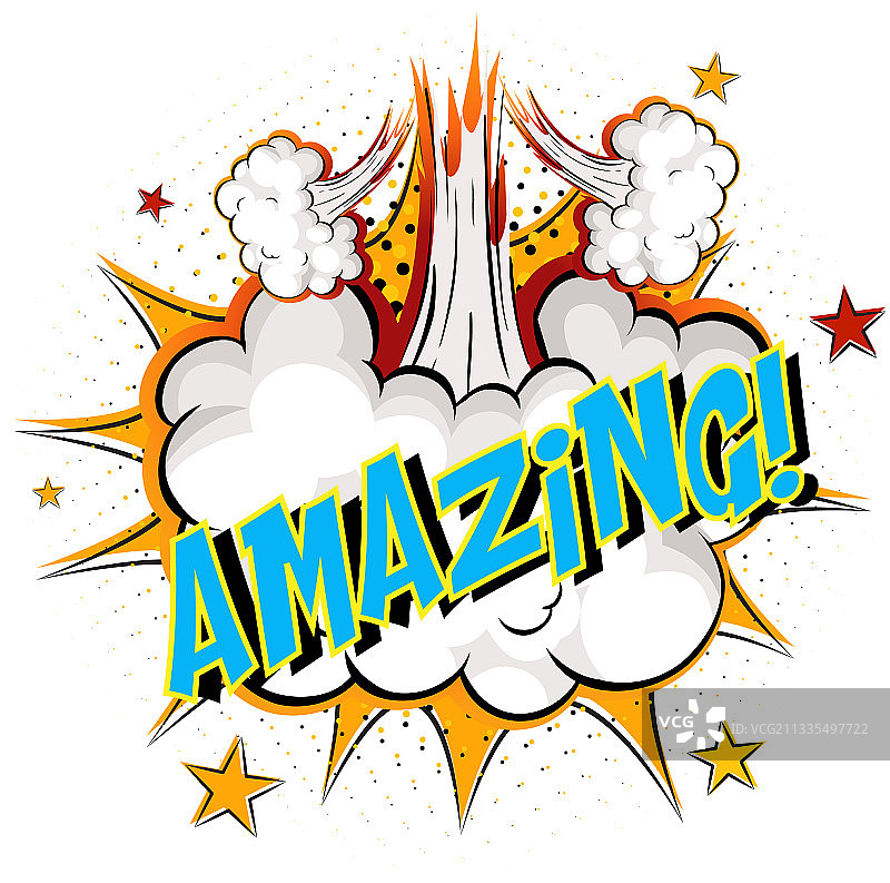 漫画云爆炸背景上的“惊人”字样图片素材