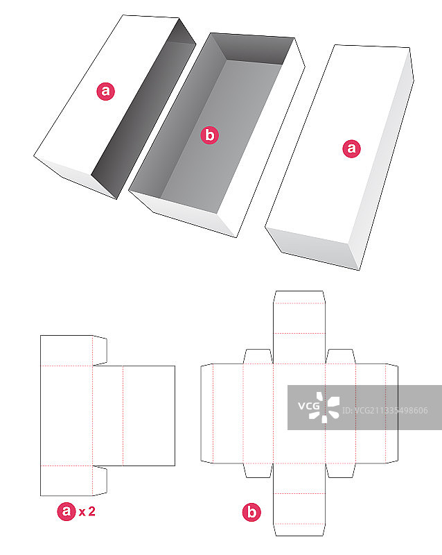 简约盒子和双盖模切模板图片素材