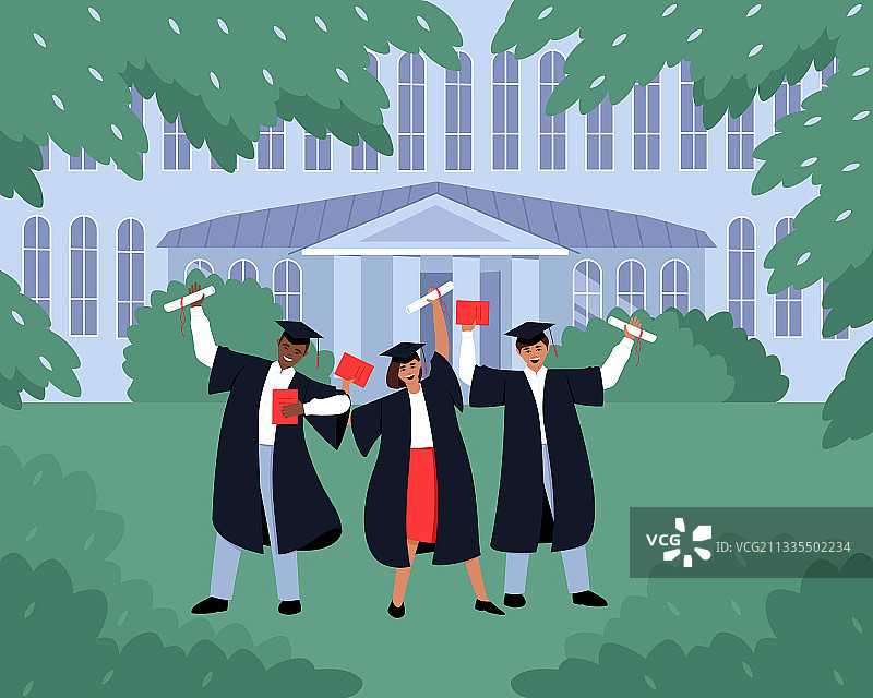 毕业生与文凭卷轴图片素材