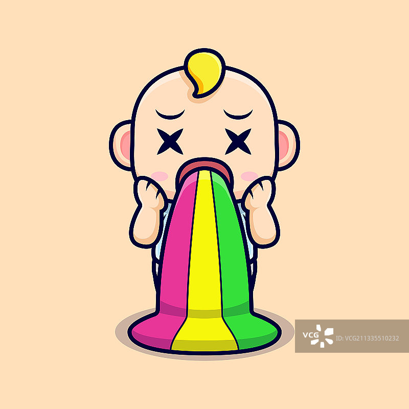 可爱的呕吐扁平图标角色图片素材