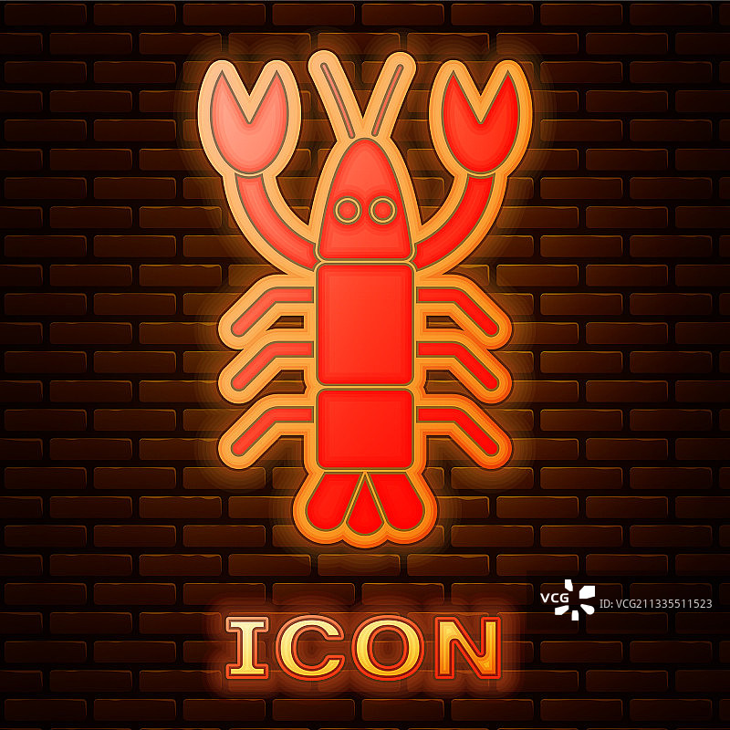 发光的霓虹灯龙虾图标图片素材