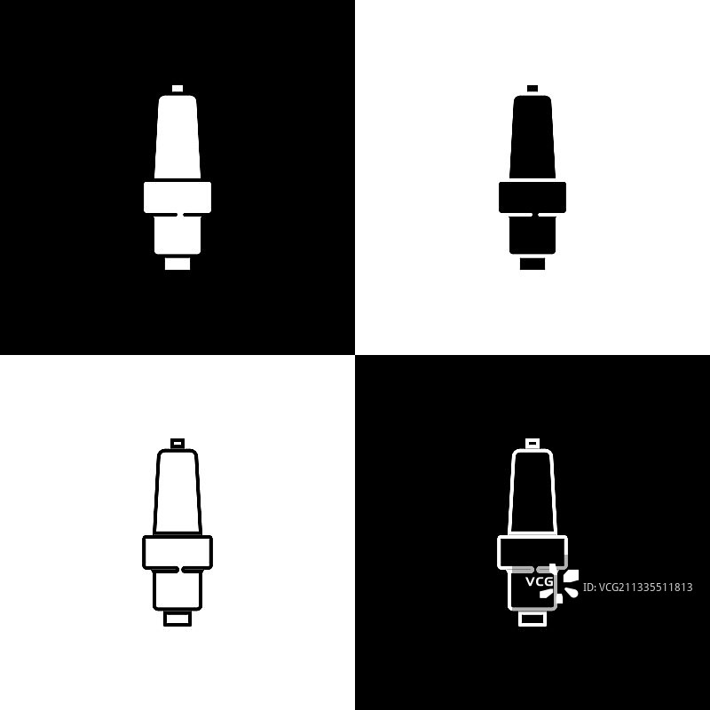 黑色背景上的汽车火花塞图标图片素材