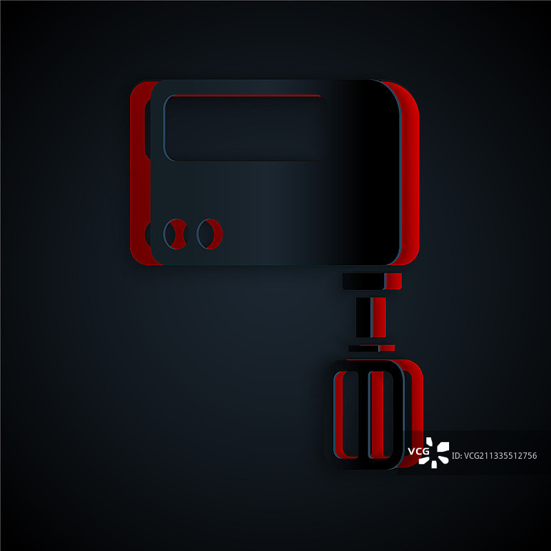 黑色背景上的剪纸电动搅拌机图标图片素材