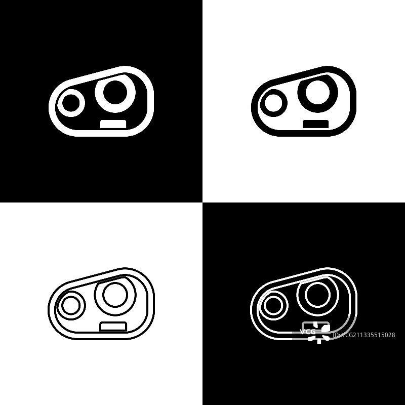 汽车前大灯图标，黑白背景图片素材