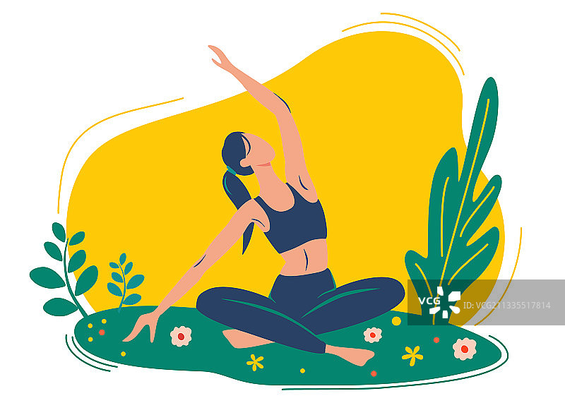 女子做瑜伽姿势练习图片素材