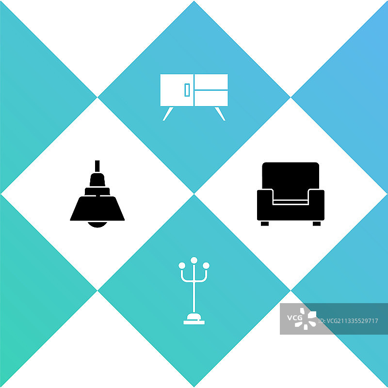 吊灯、衣帽架与抽屉柜图片素材