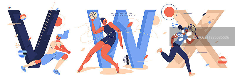 女性角色训练运动字母图片素材