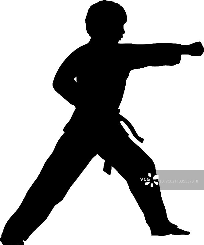 儿童运动员武术训练轮廓图片素材