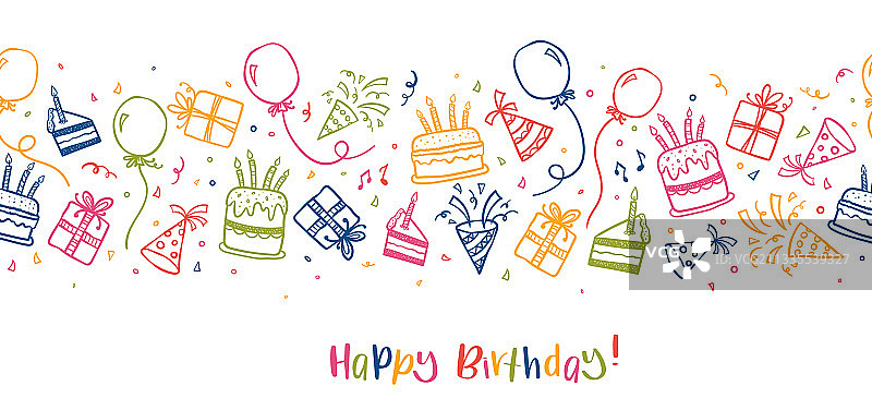 趣味手绘派对无缝背景图片素材