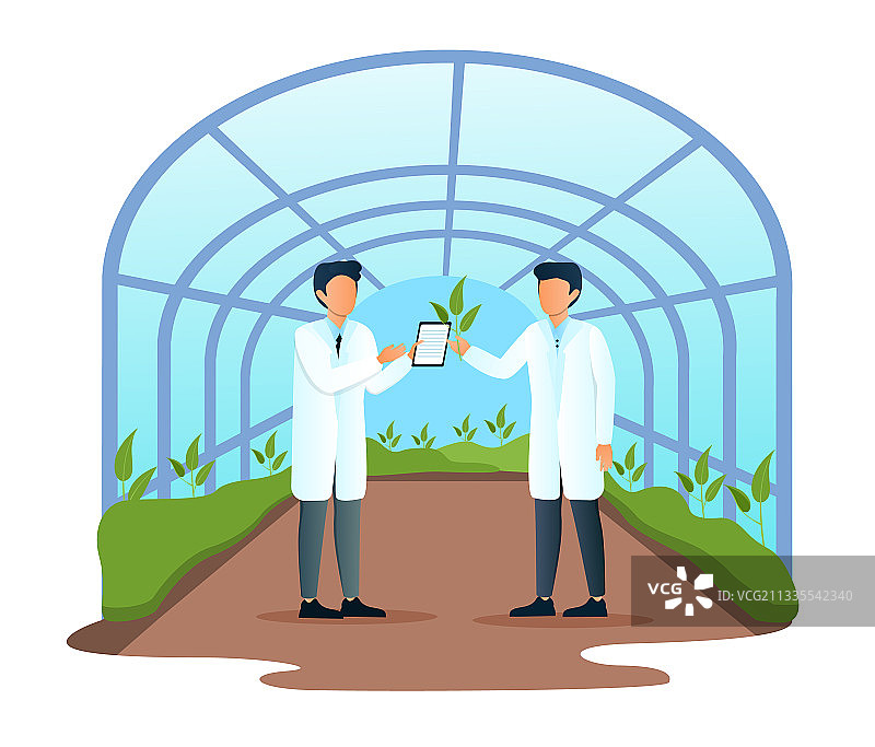 两位男科学家在检查植物样本图片素材