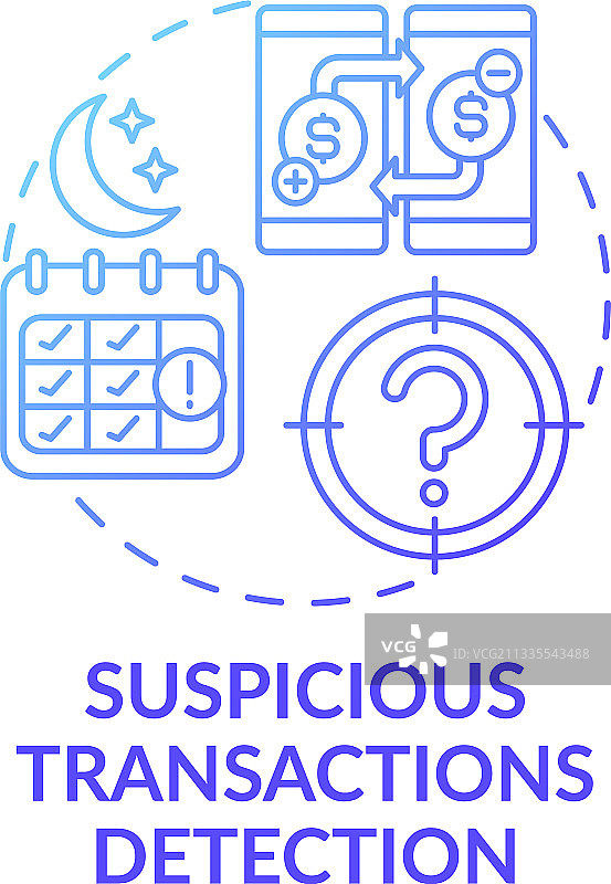 可疑交易检测概念图标图片素材
