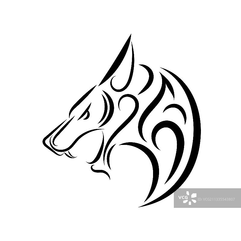 狼头黑白线条艺术图片素材