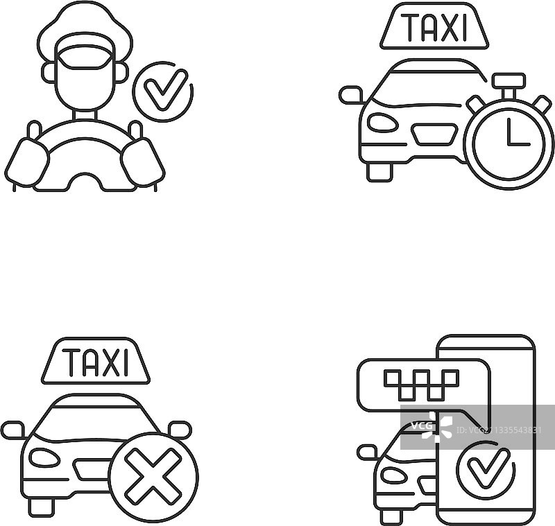 城市出租车服务线性图标合集图片素材
