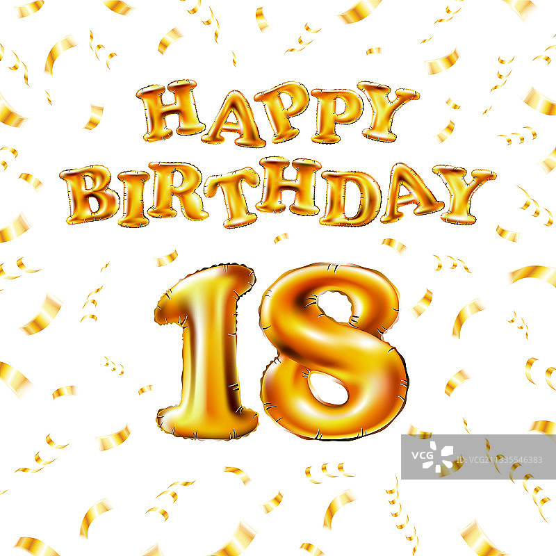 金色18岁生日祝福语图片素材