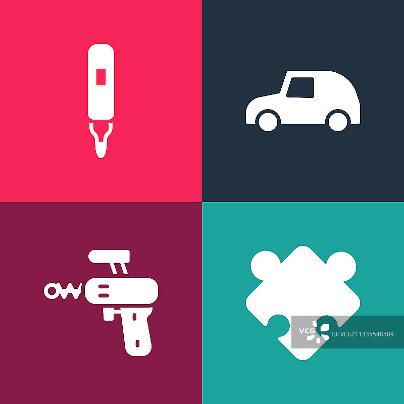 波普艺术拼图玩具射线枪汽车图片素材