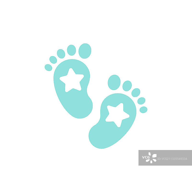 蓝色儿童脚印与星星图片素材