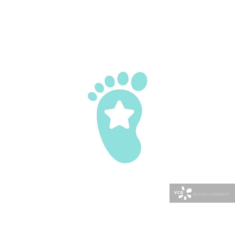 蓝色儿童脚印与星星图片素材