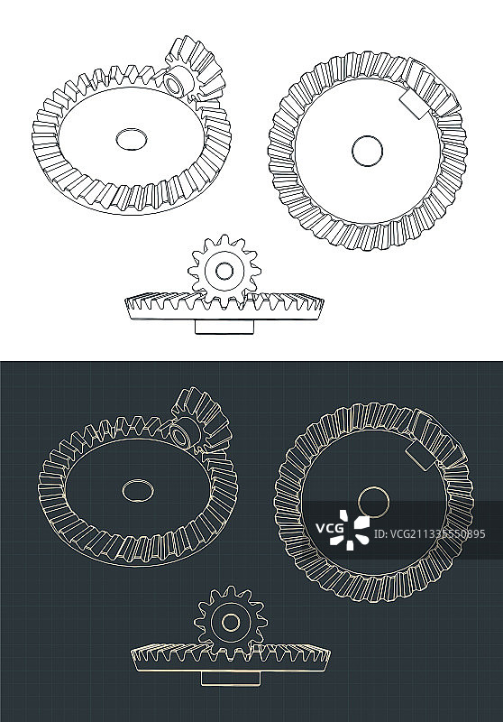 螺旋锥齿轮配对蓝图图片素材
