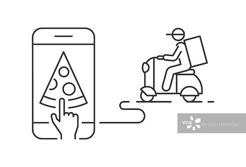 手机上的披萨外卖摩托车图片素材