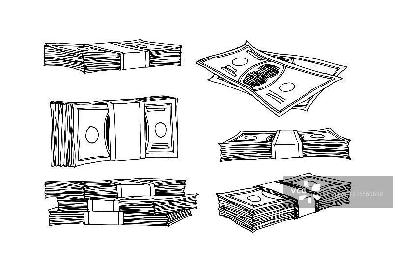 纸币和一叠钞票图片素材