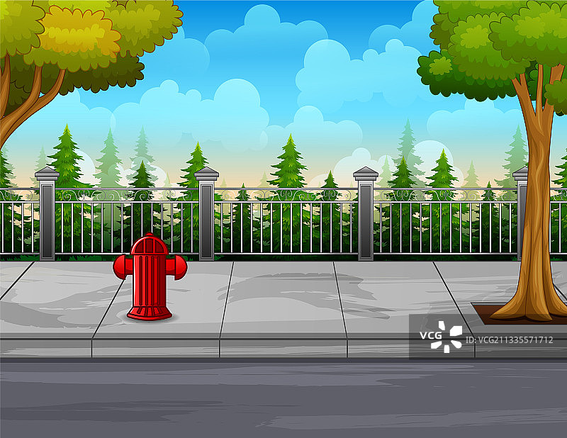 消防栓和树木图片素材