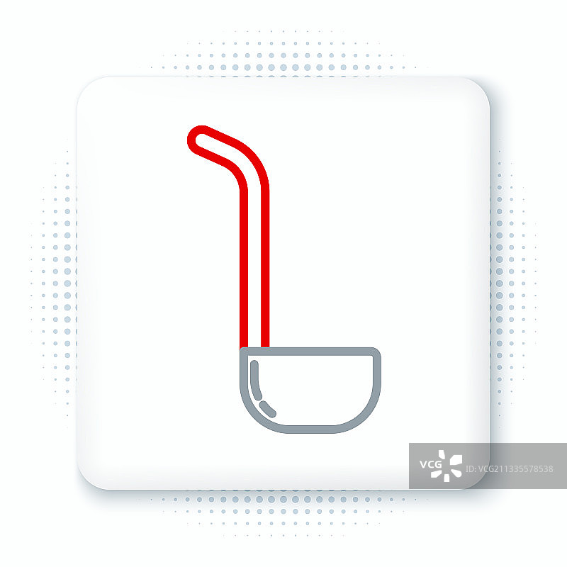 白色背景上的厨房长柄勺线条图标图片素材