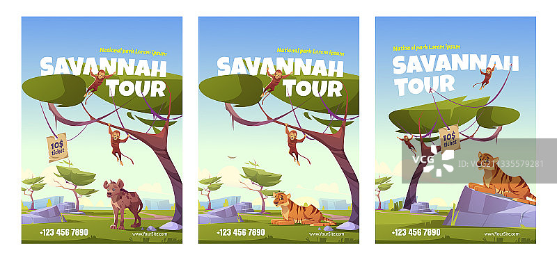 稀树草原旅游海报非洲动物图片素材