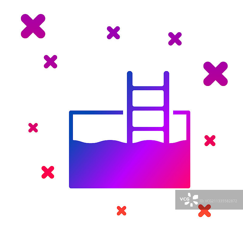 彩色游泳池与梯子图标图片素材