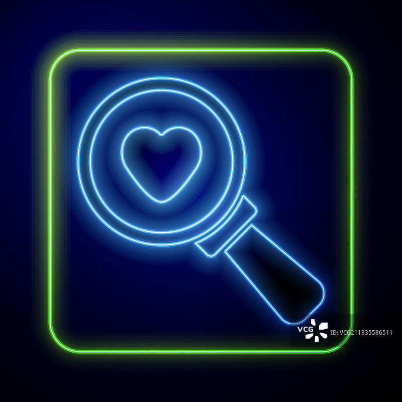 发光的霓虹灯搜索爱心图标图片素材