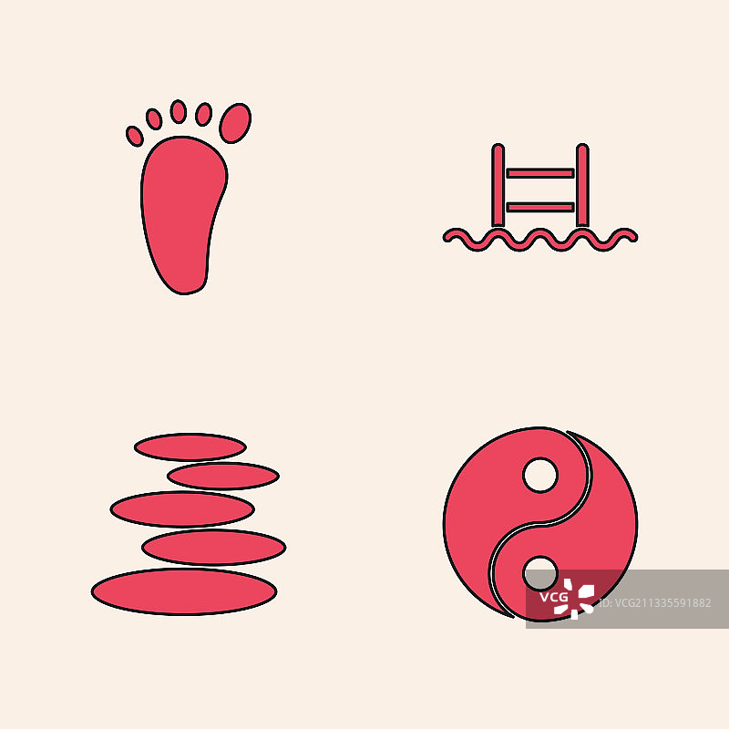 阴阳图案：足部按摩与游泳池图片素材