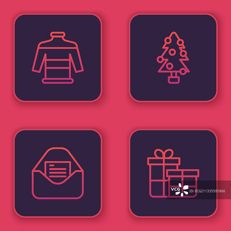 圣诞毛衣、派对邀请卡等元素组合图片素材