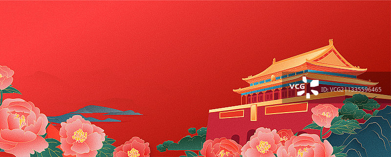 建军节国庆节天安门国潮插画图片素材