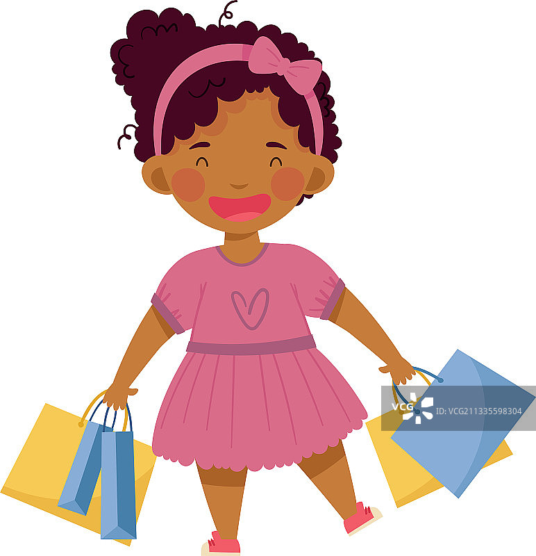 穿着漂亮连衣裙的时尚非洲裔女孩图片素材