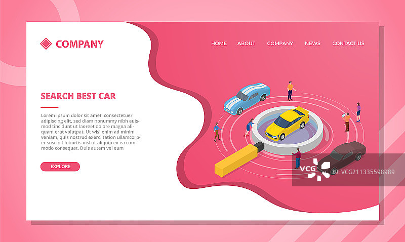 汽车搜索网站模板概念图片素材