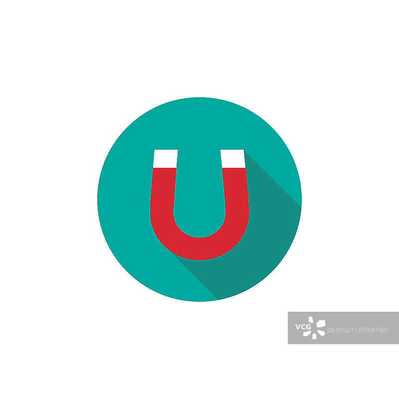 红色马蹄形磁铁与磁力符号图片素材