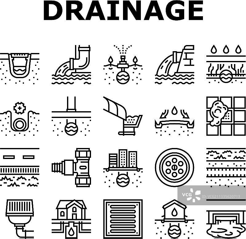 排水系统收集图标集图片素材