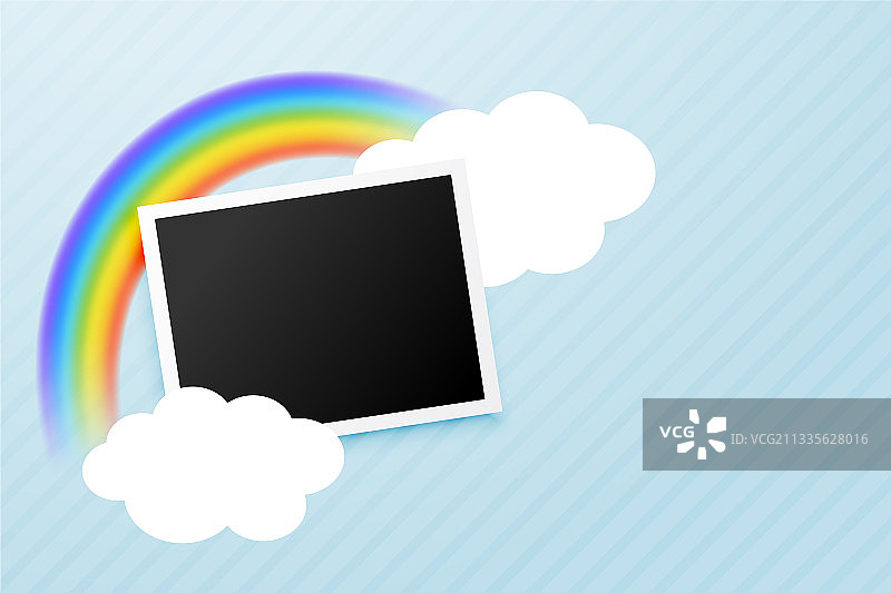 彩虹云朵背景照片相框图片素材