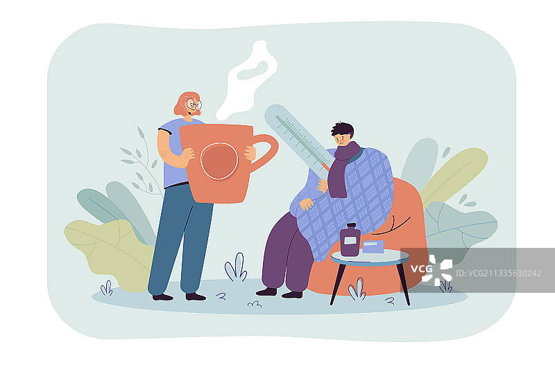 男人患感冒和流感图片素材