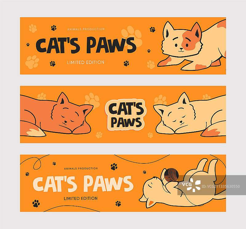 带有趣猫的促销横幅设计图片素材