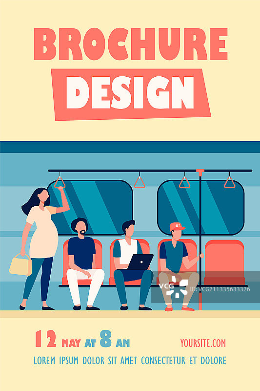 孕妇站在拥挤的地铁里图片素材