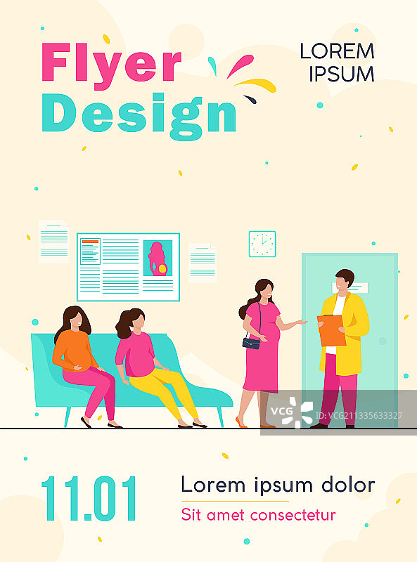 在诊所等待就诊的孕妇图片素材