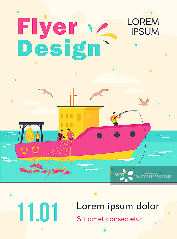 在船上工作的专业渔民图片素材