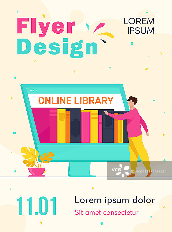 在在线图书馆中选书的迷你男人图片素材